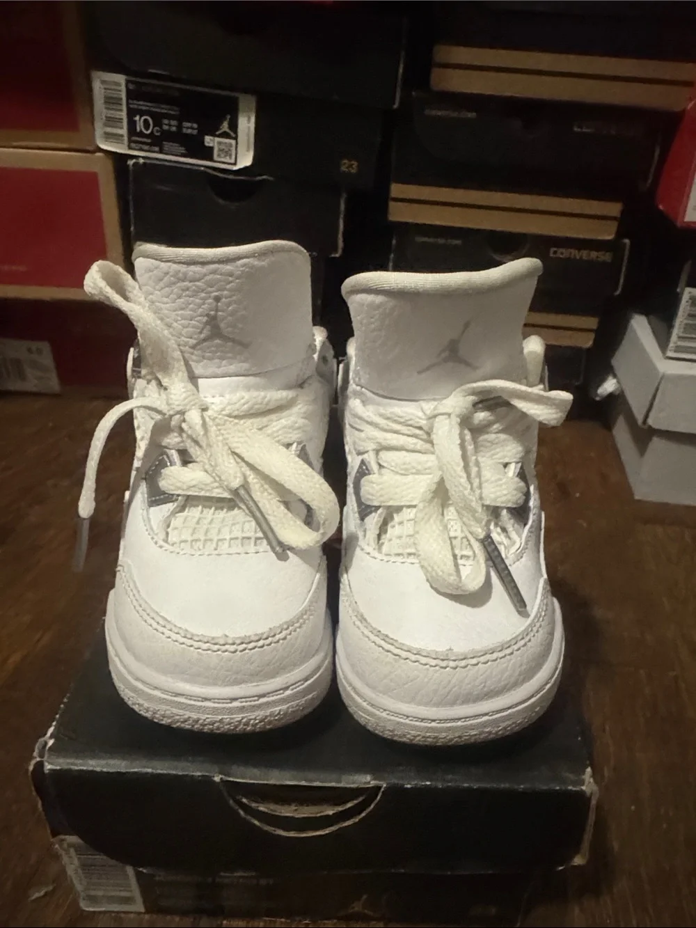Nike Kids White High-Top Sneakers with Subtle Gray Logo